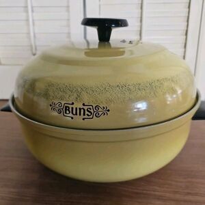 MIRRO Bun Warmer Aluminum  Vintage Harvest Yellow Vintage MCM Retro BoHo Kitchen